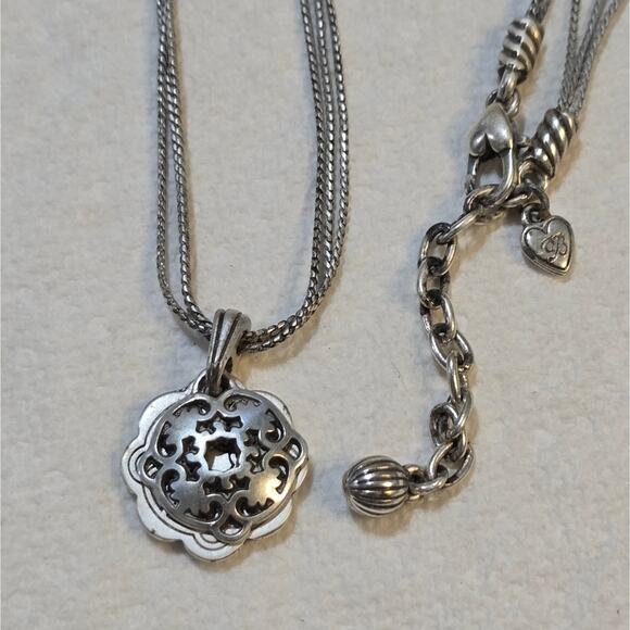 Brighton Multi Strand Floral Pendant Silver Tone Necklace - Picture 1 of 8
